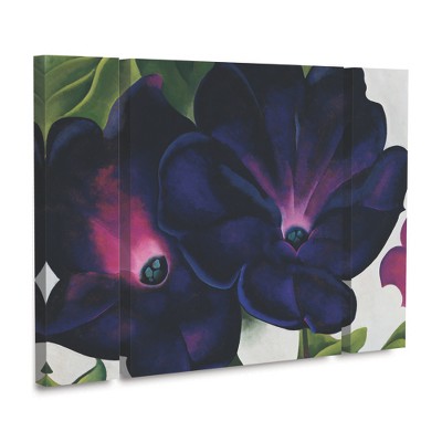 Trademark Fine Art -Georgia O'Keefe 'Black and Purple Petunias' Multi Panel Art Set Small 3 Piece