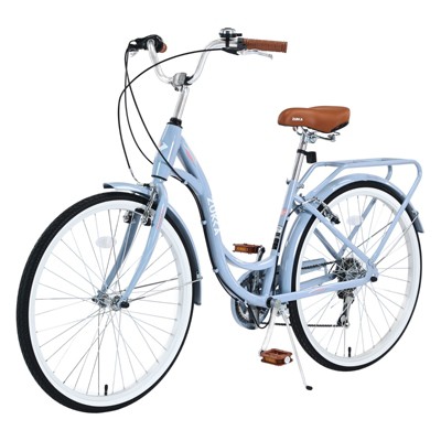 Infurnic Bicycles 24 Inch Ladies Bicycle with Adjustable Seat, Commute Bicycle for Women Ladies, Blue, 62.2"*23.62"*40.16"