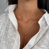 Dainty Y-Shape Lariat Body Chain: 14K Gold Plated Non-Tarnish Layered Necklace & Choker Set for Women - 2 of 4