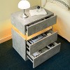 QingMoon Modern Night Stand with 3 Drawers, Led Bedside Table, with Silent Slide Drawer, for Office, Office File Cabinet Organizer - 4 of 4