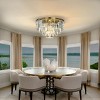 ALOADECOR 8-Lights Modern Antique Gold 4-Tier Round Fringe Crystal Flush Mount Ceiling Light - 3 of 4