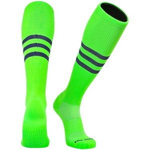 MK Socks Striped OTC Baseball, Softball, Football Socks (A) Neon Green, Navy Blue - 1 of 3