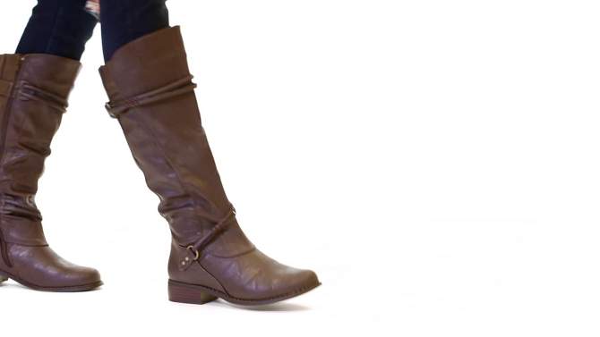 Journee Collection Womens Harley Stacked Heel Riding Boots, 2 of 11, play video