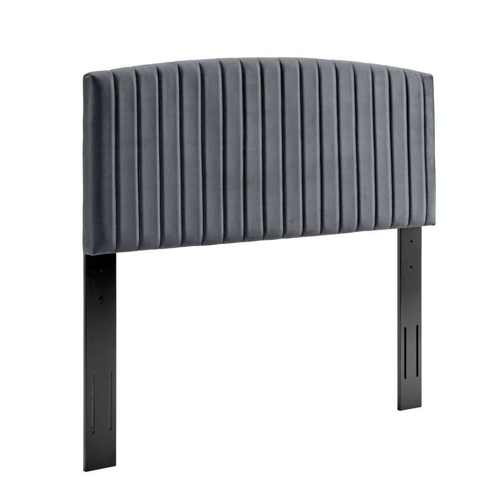 Photos - Bed Frame Modway Twin Rebecca Performance Velvet Headboard Charcoal - : Luxurious Arched Design, Adjustable Height 