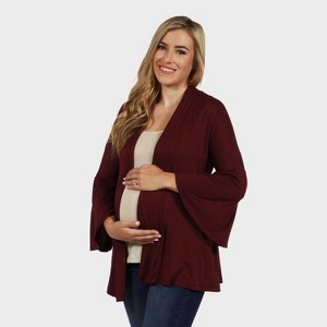24seven Comfort Apparel Maternity Elegant Long Sleeve Open Front Casual Jacket - 1 of 3