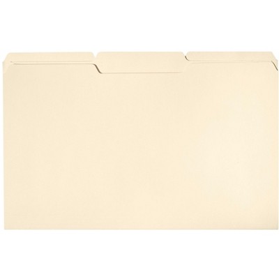 School Smart Manila File Folders, Legal Size, 1/3 Cut Tabs, Pack of 100