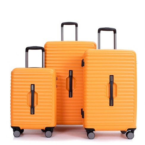 3 Piece Luggage Sets Hard Shell Suitcase Set with Spinner Wheels for Travel  Trips Business 20 24 28, Orange