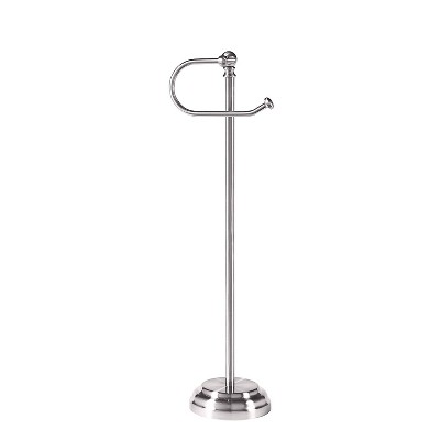 SunnyPoint Classic Bathroom Free Standing Toilet Tissue Paper Roll Holder Stand Satin Nickel