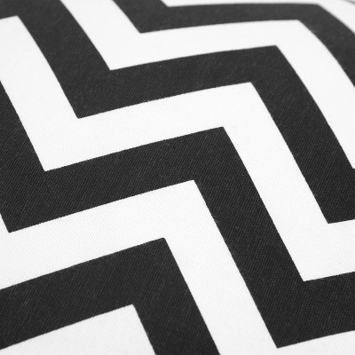 Black and White Chevron Cotton Square Pillow
