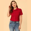 INSPIRE CHIC Women's Sweet Ruffle Trim Peter Pan Collar Button-Down Shirt - 3 of 4