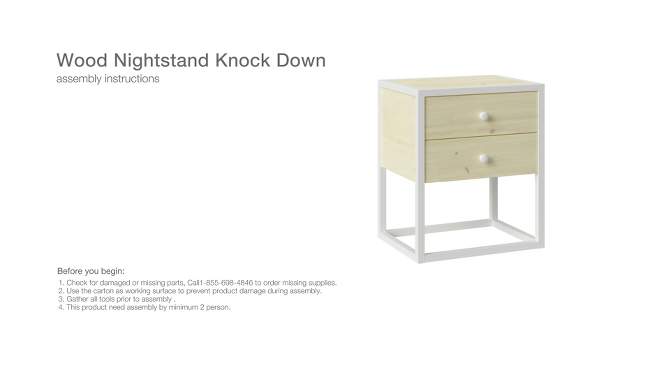 Wood Kids&#39; Nightstand Knock Down White/Natural - Pillowfort&#8482;, 2 of 9, play video