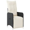 vidaXL Reclining Patio Chair with Cushions Black Poly Rattan - 2 of 4