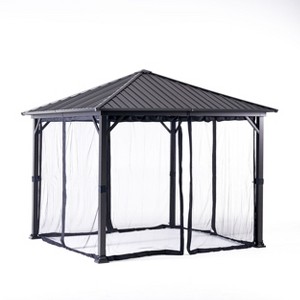 GDFStudio Warrin Outdoor 10' x 10' Aluminum Hardtop Gazebo with Netting - 1 of 4