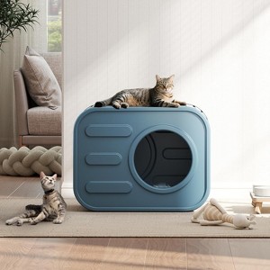 SEVOBAL Outdoor Cat House Cat Shelter Bed Mat Feral Cat Pet House Indoor Outdoor Weatherproof Insulated Easy Assembly, Blue, 20.8"*14.2"*15.9" - 1 of 4