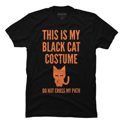 Men's Design By Humans Halloween Introvert Black Cat Costume By Commykaze T-Shirt