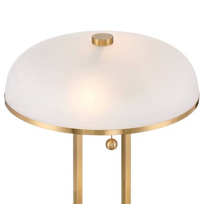 Modern Gold Metal Table Lamp with White Glass Dome Shade
