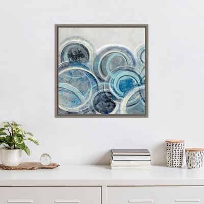 Blue and Gray Abstract Circles Canvas Wall Art