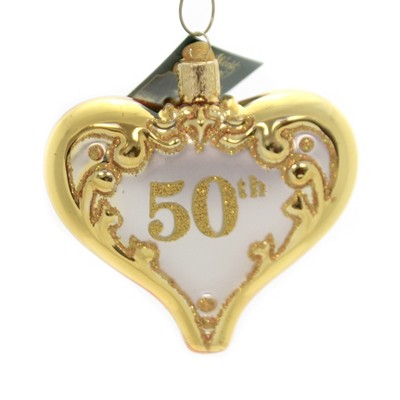 Old World Christmas 3.25" 50Th Anniversary Heart Wedding Golden  -  Tree Ornaments