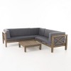 GDFStudio Keith Outdoor Acacia Wood 5 Seater Sectional Sofa Chat Set with Water-Resistant Cushions - 2 of 4