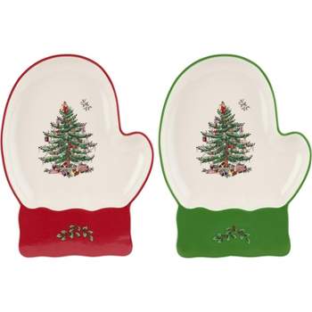 Spode Christmas Tree Mitten Dishes, Set of 2