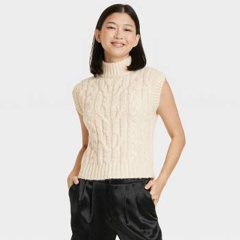 Women's Mock Turtleneck Cropped Sweater Vest - A New Day™