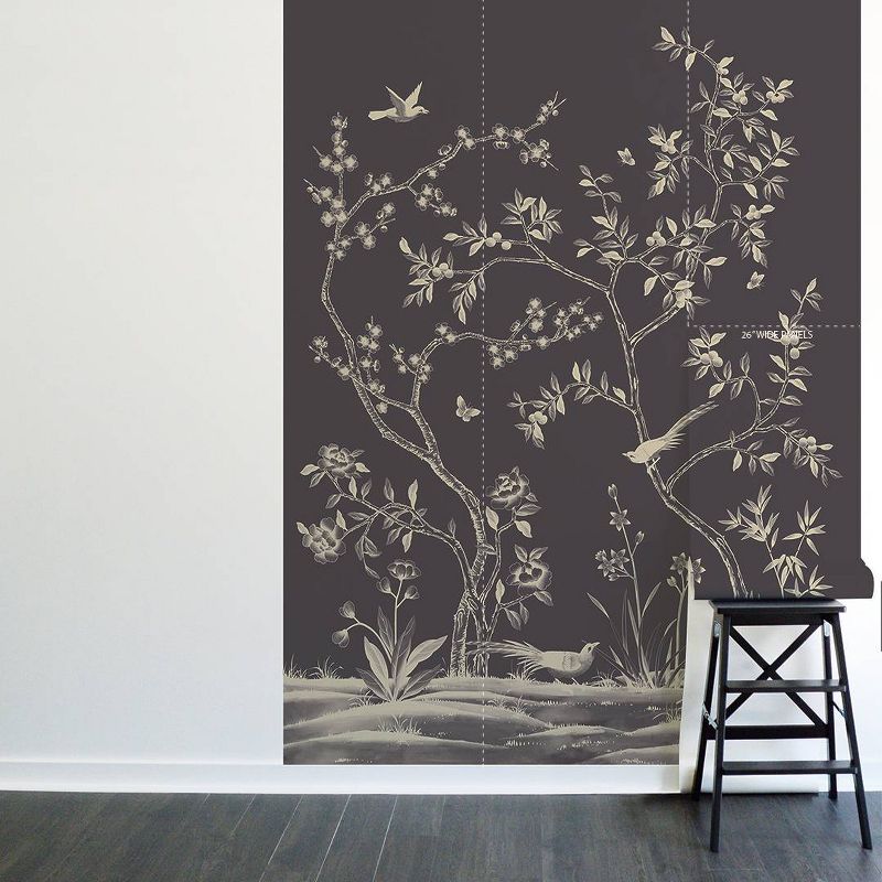 Tempaper &#38; Co. 108&#34;x78&#34; Chinoiserie Garden Midnight Removable Peel and Stick Vinyl Wall Mural, 4 of 6