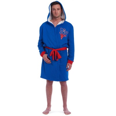 Men's Warm Winter Plush Hooded Bathrobe, Full Length Fleece Robe