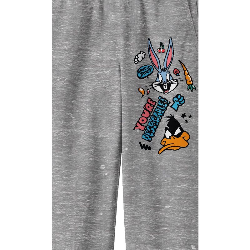 Looney Tunes Bugs Bunny and Daffy Duck Youth Heather Gray Graphic Sweats, 2 of 4