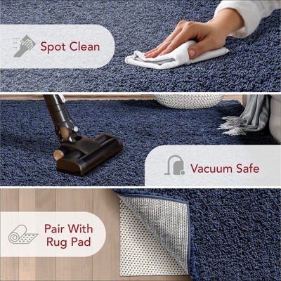Marleen Plush Solid Blue Shag Rug 2' x 3'