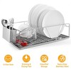 iMountek "Stainless Steel Dish Drying Rack with Drainboard & Cutlery Holder - Kitchen Organizer for Effortless Drying." Silver - 3 of 4