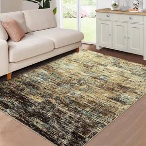 2'x6' Washable Soft Runner Rug, Abstract Design for Bedroom, Living Room, Kitchen, Non-Slip, Stain-Resistant, Low Pile, Blue Grey - 1 of 4