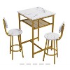 PAGED Modern 3PC Dining Table with 1 Rectangle Bar Table with Middle Shelf, 2 Bar Stools with Back for Dining Room - 4 of 4
