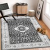 Belgian Wool-Feel Persian Area Rug, Foldable Polyester, Flower Print, Washable, Non-Slip for Hallway, Kitchen, Entryway & Office - 4 of 4