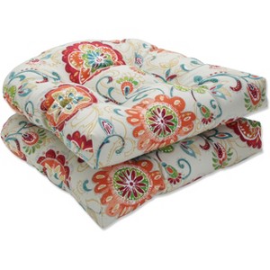 Set of 2 Outdoor/Indoor Wicker Seat Cushions Fanfare Sonoma - Pillow Perfect: Weather & Fade-Resistant - 1 of 4
