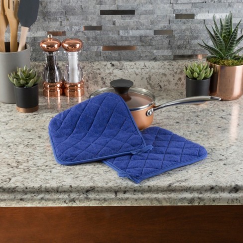 Silicone Oven Mitts - Extra Long Professional Quality Heat Resistant With  Quilted Lining And 2-sided Textured Grip - 1 Pair Blue By Hastings Home :  Target