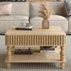 31.5" Modern Lift-Top Coffee Table with Storage, Retro Square Coffee Table with Solid Wood Legs, Stylish End Table for Living Room-Panipeachy - 2 of 4