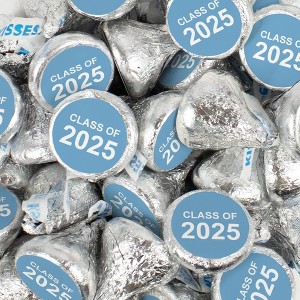 324ct Light Blue Graduation Stickers Class of 2025 for Hershey's Kisses or Mints (3 Sheets - 324 Stickers) Party Favors - By Just Candy - 1 of 4