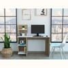 Vynxaria Modern 4-Shelf Writing Desk - White & Pine Finishes, 4 Adjustable Shelves, Rectangular Design, Fits Monitors/Laptops - 2 of 4