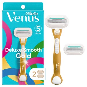 Venus Deluxe Smooth Gold Women's Razor Handle + 2 Blade Refills - 1 of 4