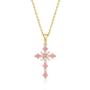Ross-Simons 0.29 ct. t.w. Pink Sapphire Cross Pendant Necklace