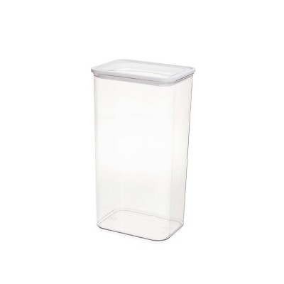 iDESIGN Recycled Plastic Cup Stackable Kitchen Pantry Storage Canister and Reusable Label Clear: Multicolored, 5" Height