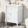Gulches 24 in 18 in Undermount Rectangular Bathroom Sink in White Solid Rubberwood MDF Ceramic with 3 Drawers Adjustable Shelf Metal Handles - 3 of 4