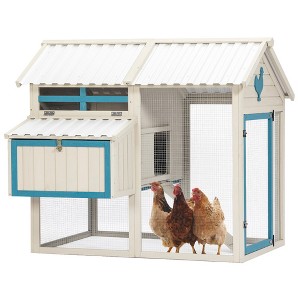 Outdoor Chicken Coop with Waterproof PVC Roof and Removable Bottom, Easy Cleaning,Large Space Chicken Coop Suitable - 1 of 4
