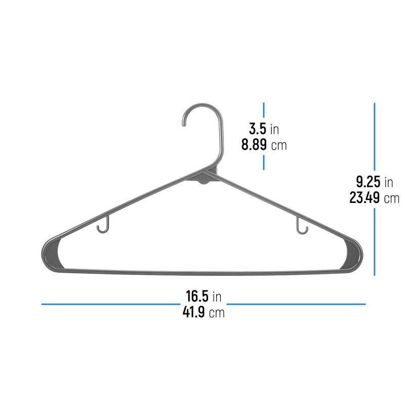 OSTO 50-Pack Standard Plastic Clothes Hangers with Pants Bar and Hooks for Straps; Space Saving, Flexible, Hangs Up to 5.5 lbs, 4 of 5