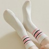 Anna-Kaci Women's 5-Pack Crew Socks Set with Ribbed Knit Texture and Classic Double Stripe Design - 2 of 3
