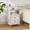 VINGLI White Nightstand with Charging Station, 28.7" Tall Night Stand for Bedroom - 3 of 4