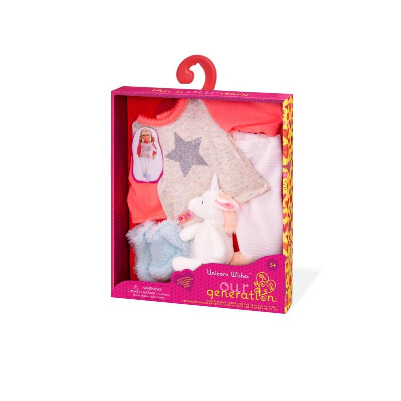 Our Generation Unicorn Wishes with Unicorn Plush Pajama Outfit for 18&#34; Dolls, 4 of 7