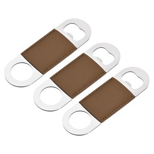 Unique Bargains Stainless Steel Portable Beer Bottle Opener with Leather Handle for Party - 1 of 4