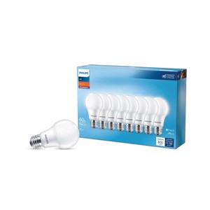 Philips LED 60W Frosted Soft White A19 8P Non-Dim T20: Low Energy 800 Lumens, Enclosed Fixture, E26 Base, 2700K, 10-Year Life - 1 of 4