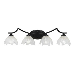 Toltec Lighting Zilo 4 - Light Vanity in  Matte Black with 7" Gold Ice Shade - 1 of 1